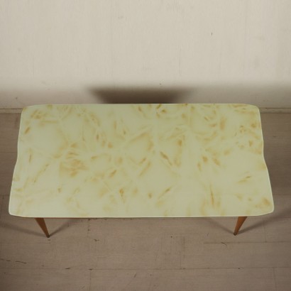 Table Beech Glass Marble Effect Vintage Italy 1950s-1960s