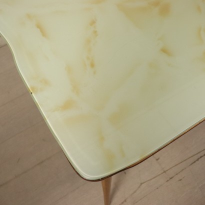 Table Beech Glass Marble Effect Vintage Italy 1950s-1960s