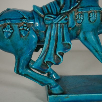 Ceramic Blue Horse Manufactured in France Second Half of 1900s