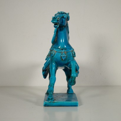 Ceramic Blue Horse Manufactured in France Second Half of 1900s