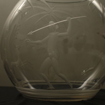 Glass Vase Antelope Haunt Mid 20th Century