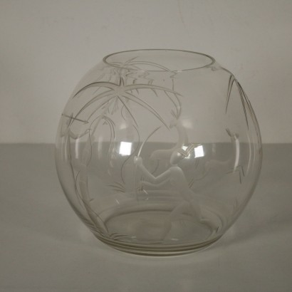 Glass Vase Antelope Haunt Mid 20th Century