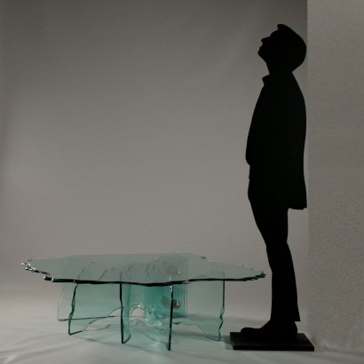 Petite Table Danny Lane Cristal Fiam Vintage Italie Années 80