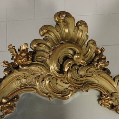 Revival Wall Mirror Gilded Lacquered Wood Italy First Half of 1900s