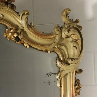 Revival Wall Mirror Gilded Lacquered Wood Italy First Half of 1900s