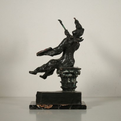 Jester with Palette and Brush Bronze Sculpture 20th Century