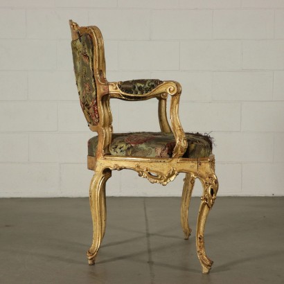 Gilded and Lacquered Wooden Armchair Central Italy First Half 1700