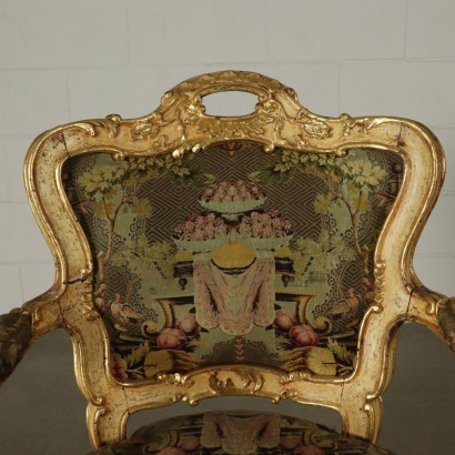 Gilded and Lacquered Wooden Armchair Central Italy First Half 1700