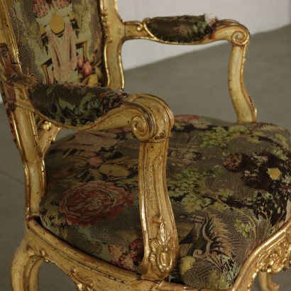 Gilded and Lacquered Wooden Armchair Central Italy First Half 1700