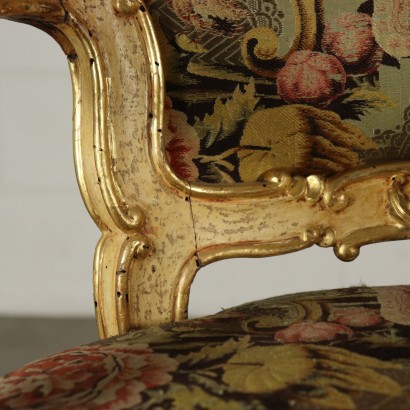 Gilded and Lacquered Wooden Armchair Central Italy First Half 1700