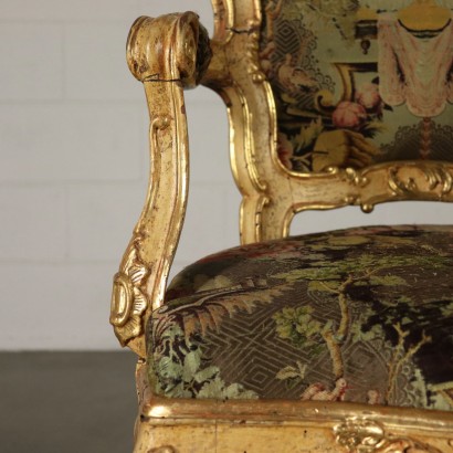 Gilded and Lacquered Wooden Armchair Central Italy First Half 1700