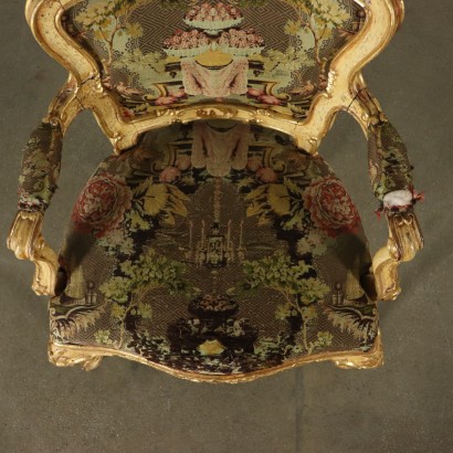 Gilded and Lacquered Wooden Armchair Central Italy First Half 1700