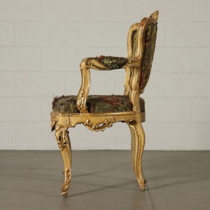 Gilded and Lacquered Wooden Armchair Central Italy First Half 1700