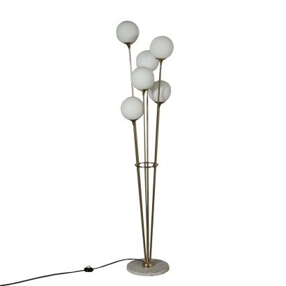 Floor Lamp Marble Brass Opaline Glass Vintage Italy 1960s-1970s