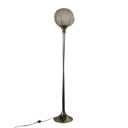 Floor Lamp Metal Brass Glass Vintage Italy 1960s-1970s