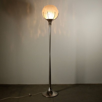 Floor Lamp Metal Brass Glass Vintage Italy 1960s-1970s