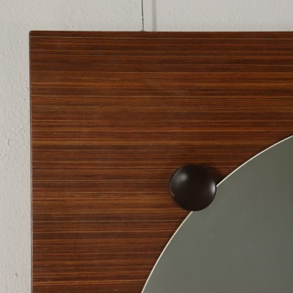 Miroir au Mur Bois plaqué de teck Vintage Italie Années 60