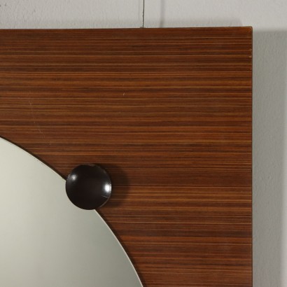 Miroir au Mur Bois plaqué de teck Vintage Italie Années 60