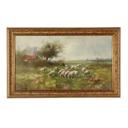 Landscape with Flock by Hugo Anton Fischer Early 1900s