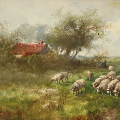 Landscape with Flock by Hugo Anton Fischer Early 1900s