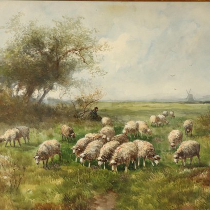 Landscape with Flock by Hugo Anton Fischer Early 1900s