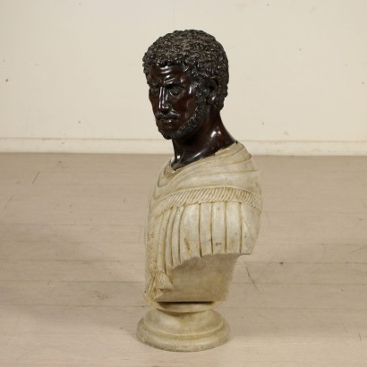 Marble Bust with Bronze Head Italy 20th Century