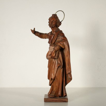 Carved Swiss Pine Sculpture Depicting a Saint Italy 18h Century