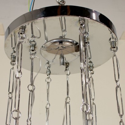 Lustre à cinq Lampes Aluminium Métal chromé Italie Années 60-70