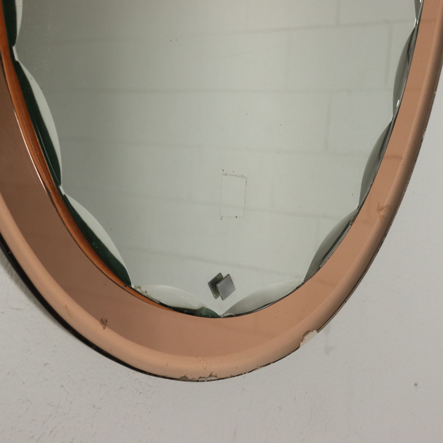 Wall Mirror Mirrored Glass Pink Vintage Italy 1960s