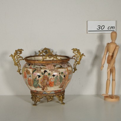 Satsuma Centerpiece Bronze Ceramic Japan First Half of 1900s