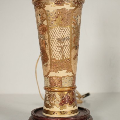 Satsuma Vase Table Lamp Porcelain Japan Meiji Period Late 1800s