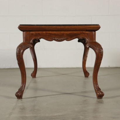 Elegant Petite Table Noyer Marbre Italie Première moitié '900