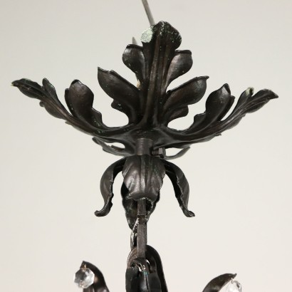 Iron Chandelier Glass Pendants Italy Second Half of 1900s