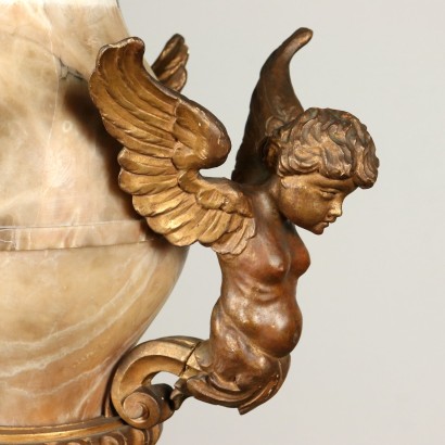 Carved Ceiling Lantern Alabaster Wood Italy Second Half of 1800s