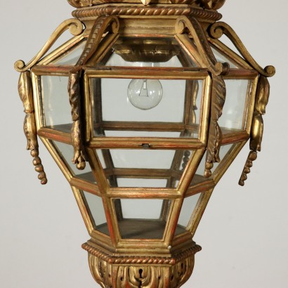 Carved Mixtilinear Lantern Gilded Wood Italy Early 1900s