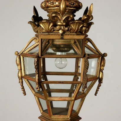 Carved Mixtilinear Lantern Gilded Wood Italy Early 1900s