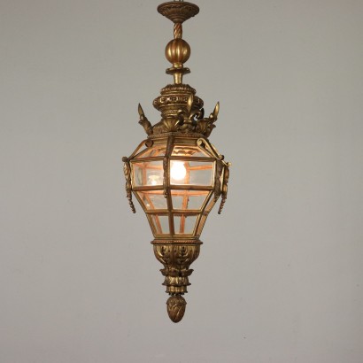 Elegant Lustre Bois doré Fabriqué en Italie Premier '900