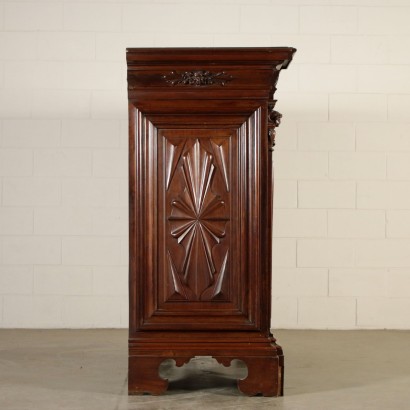 Large Walnut Carved Cupboard Italy First Half 20th Century