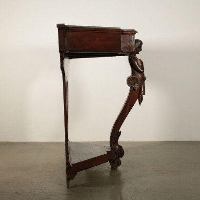 Console Table with Carved Caryatid Walnut Italy Second Half of 1800s