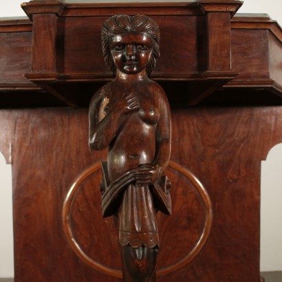 Console Table with Carved Caryatid Walnut Italy Second Half of 1800s