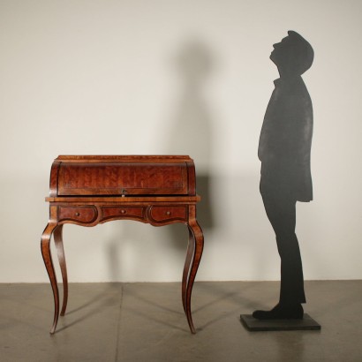 Brazilian Rosewood and Walnut Drop-Leaf Desk Italy Early 20th Century