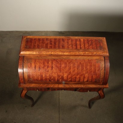 Brazilian Rosewood and Walnut Drop-Leaf Desk Italy Early 20th Century