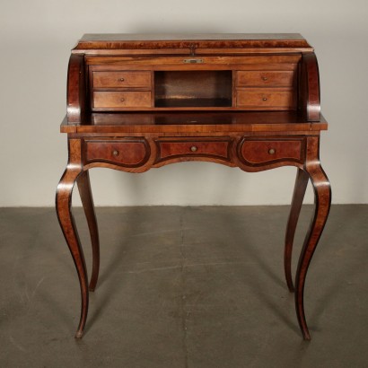 Brazilian Rosewood and Walnut Drop-Leaf Desk Italy Early 20th Century