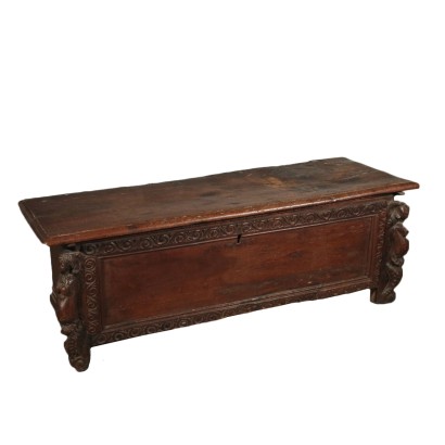 Carved Walnut Storage Bench Italy 18th Century