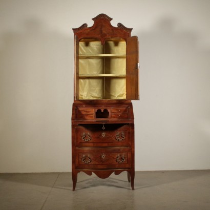 Bureau Bookcase Antique Wood Italy Mid 20th Century