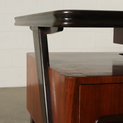 Desk Rosewood Veneer Glass Vintage Italy 1950s