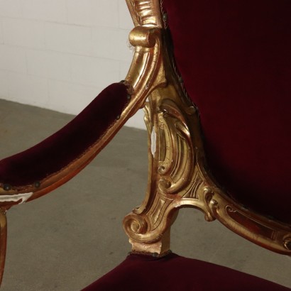 Gilded Serpentine Carved Throne Italy 19th Century