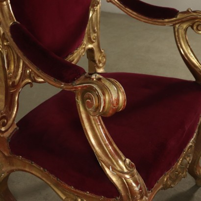 Gilded Serpentine Carved Throne Italy 19th Century