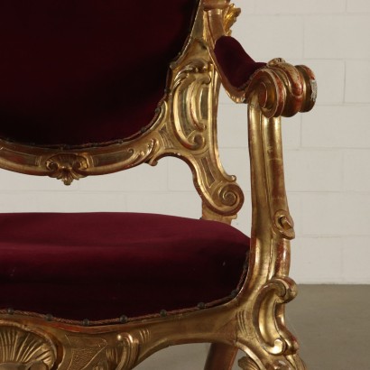 Gilded Serpentine Carved Throne Italy 19th Century