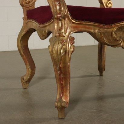 Gilded Serpentine Carved Throne Italy 19th Century